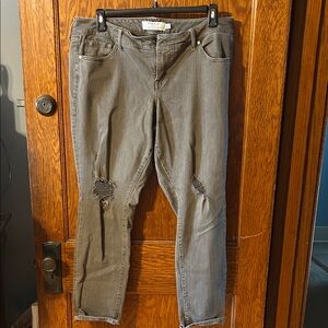 Torrid Gray Ripped Skinny Jeans